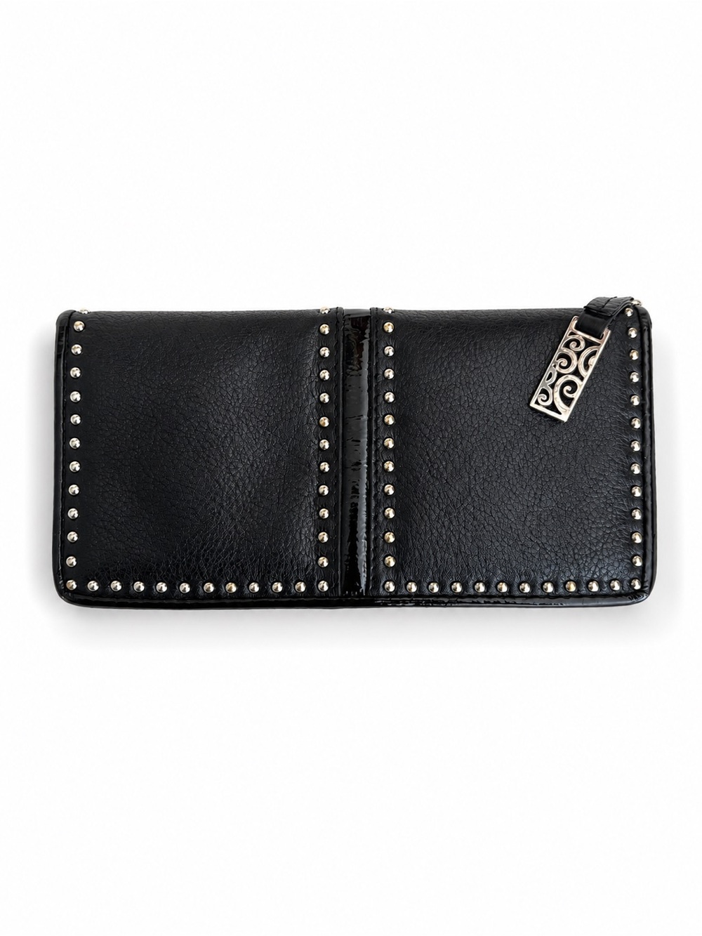 Brighton Pretty Tough Studded Black Leather Large Wallet